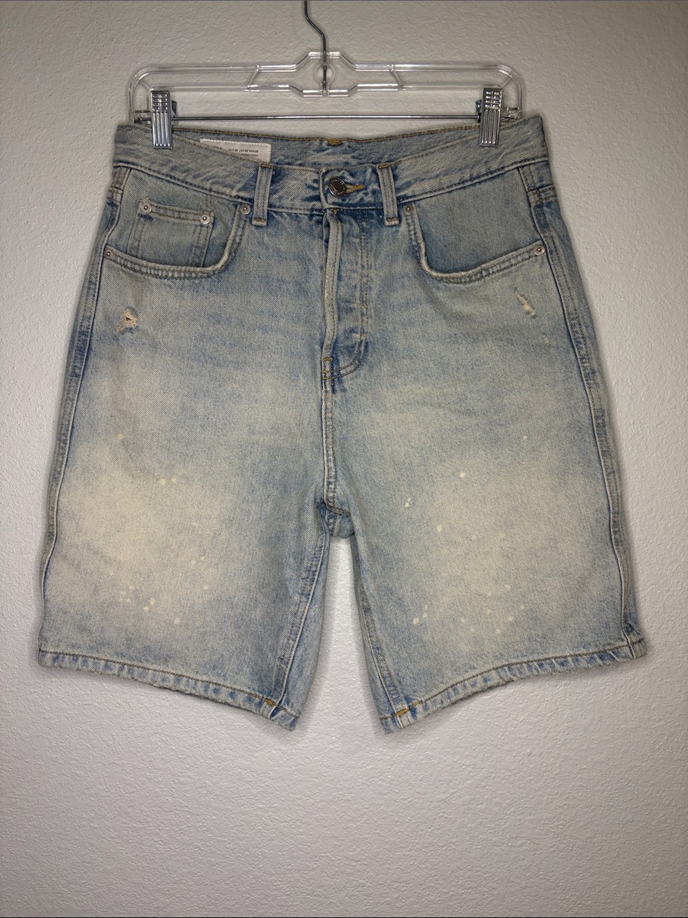 Zara cotton denim jean shorts jorts intentionally worn weathered look 30 waist